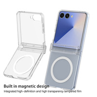 Étui magnétique transparent pliable pour Samsung Galaxy Z Flip 8 7 6, protection complète de la charnière, protection antichoc, protection en verre trempé