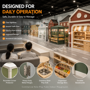 Aire de jeux commerciale pour enfants, certifiée EN1176, avec thèmes <span class=keywords><strong>Gare</strong></span>, Rue, Marché, Route, Façade de rue, Zone de jeux, FEC et Zone d'activités - Product Image 5