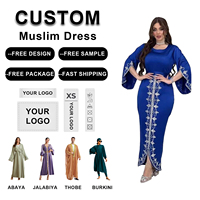 Abaya élégante et respirante en polyester à manches longues pour femmes, robe islamique modeste, broderie turque, noire, utilisable en toutes saisons