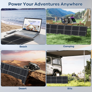 80W 18V Portable Tri-Fold Solar Panel with <strong>10</strong> in 1 DC Adapter Kit for Camping RV Outdoor Power Station and 12V Battery Charging - Product Image 6