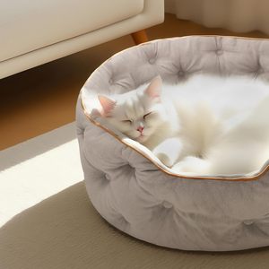 2025 nueva moda estilo escandinavo protector sostenible lavable Linda cama para gatos diseño minimalista para gatos y perros de interior cama para mascotas - Product Image 5