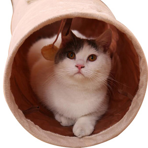 2-Wege-Katzentunnel mit Bällen Katzen hausbett Interaktives Haustiers pielzeug Faltbares Haustier Kurzes Plüsch material Rohr Haustier zubehör - Product Image 2