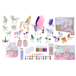 18件彩色独角兽女孩礼品绘画套装着色独角兽玩具在黑暗中发光教育玩具 - Product Image 1