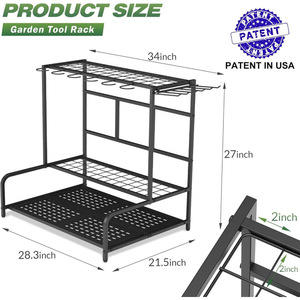 <b>Garden</b> tool organizer, holds 39 tools, comes with 12 <b>hooks</b>, garage, patio, and <b>garden</b> broom holder. - Product Image 2