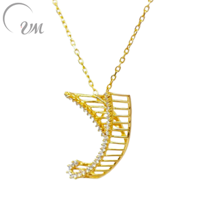 สร้อยคอจี้เงินประดับเพทาย UMJewelry ชุบทอง ขายส่ง สำหรับผู้ชายและผู้หญิง ของขวัญหมั้น ของขวัญวันครบรอบ สวมใส่ได้ทุกวัน สำหรับงานปาร์ตี้ - Product Image 1