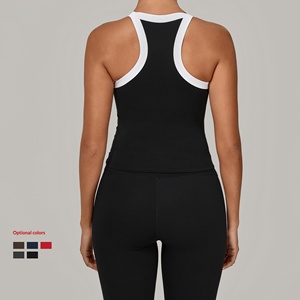 Camiseta Deportiva de Yoga y Fitness para <span class=keywords><strong>Mujer</strong></span>, Ajustada, de Secado Rápido, con Cuello Redondo y Bloques de Color Personalizados, que Estiliza la Espalda - Product Image 4
