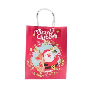 Christmas Printed Kraft Paper Gift Bags With Twisted Handle Holiday Shopping <b>Party</b> Favor Packaging Paper Bag - Product Image 2