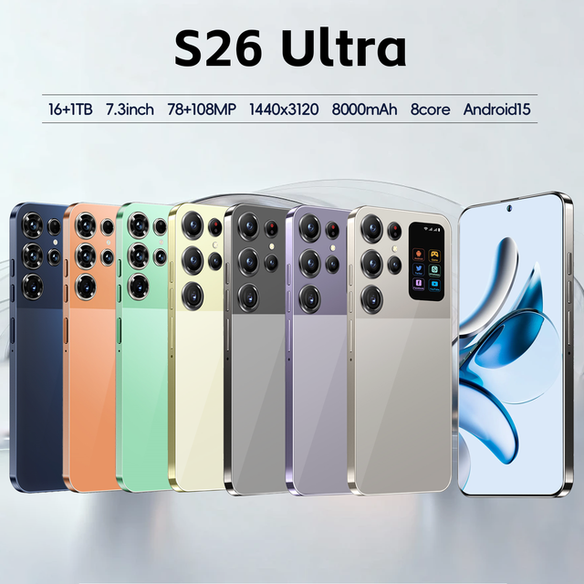Wholesale S26 Ultra 5G Phone Multi-Color 16GB+1TB 8 Core Android 15 for Resellers & Retailers