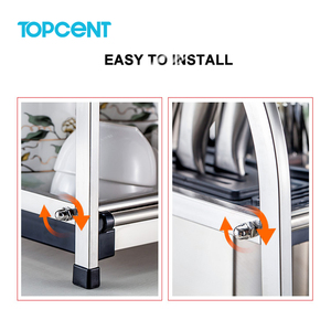 Topcent 304 Stainless Steel 2/3 <strong>Tier</strong> Dish <strong>Rack</strong> with Drain Board Kitchen <strong>Racks</strong> Drain Storage - Product Image 4