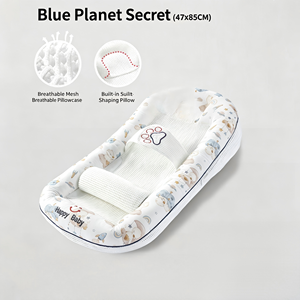 Cuna <span class=keywords><strong>de</strong></span> malla transpirable para bebé con diseño antirreflujo <span class=keywords><strong>de</strong></span> leche, <span class=keywords><strong>almohada</strong></span> moldeadora, nido portátil para dormir para bebés <span class=keywords><strong>de</strong></span> 0 a 2 años - Product Image 1