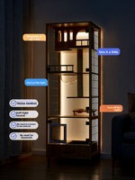Cage pour chat d'intérieur en bois massif Cat Villa avec vue panoramique et design gain de place - Montage facile