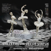 Figurines Artistiques Peintes à la Main en Résine Or et Argent Style Nordique, Ballerine Dansante, Sculpture Décorative pour la Maison, Nouvel An, Vente en Gros