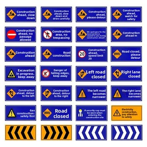 Panneau de signalisation routière vertical pour travaux, signalisation d'ingénierie, fond bleu, lettres blanches, direction réfléchissante - Product Image 5