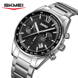 SKMEI – montre à quartz chronographe pour hommes, tachymètre professionnel, montre-bracelet en acier inoxydable, cadran multifonction avec date, montre étanche - Product Image 3