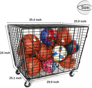 Keranjang Penyimpanan Bola Garasi, Troli Penyimpanan Bola Olahraga, Lemari Bola Basket untuk Pengatur Peralatan Sekolah dengan Tutup - Product Image 2