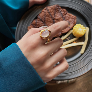 Nieuwe Trendy Vergulde <span class=keywords><strong>Cat</strong></span> Eye Stone <span class=keywords><strong>Ring</strong></span> Open Verstelbare Micro Pave Zirconia Ovale Opaal Staart Ringen Voor Vrouwen - Product Image 4