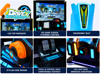 LECHUANG Machine de jeu d'arcade de course automobile pour un joueur, simulateur de conduite à monnayeur, pour centre de divertissement intérieur et salle de jeux, en métal
