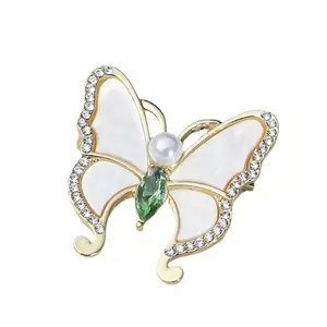 Go Party Wholesale Butterfly Brooch Women Ladies Shell Diamond Pearl Brooches Pins Coat Corsage Suit Clothing Accessories