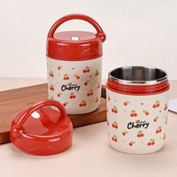 Neu eingetroffener moderner Kirschholz-isolierter Lebensmittelbehälter Bento-Lunchbox Thermos Edelstahl-Lunchbox