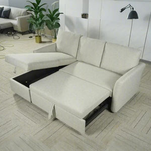 Nordic Modern Design Convertible Sleeper Sofá-cama Tecido de linho Multi-Functional <span class=keywords><strong>Corner</strong></span> Storage Unit for Bedroom - Product Image 3