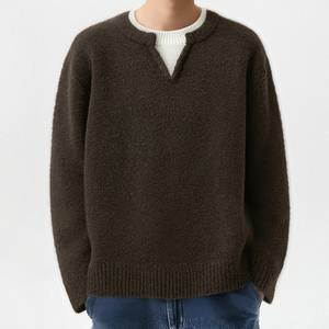 Suéter de <span class=keywords><strong>Punto</strong></span> Holgado con Cuello en V Texturizado para <span class=keywords><strong>Hombre</strong></span> - Prenda Superior Informal para Uso Diario - Product Image 3