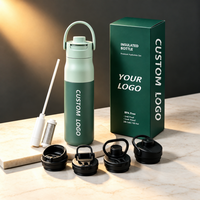 Bouteilles d'eau d'extérieur en acier inoxydable, gourde isotherme anti-fuite réutilisable pour le cyclisme et le fitness, avec logo personnalisé