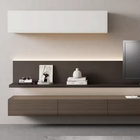 Meuble TV moderne de luxe de style simple sans peinture Meuble de rangement mural en bois Meuble TV flottant pour le salon