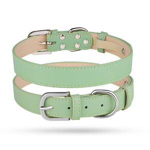 Collar de lujo para mascotas hecho a mano ajustable con logotipo personalizado de alta calidad Collar de perro de gato de microfibra de cuero PU - Product Image 2