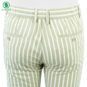 Pantaloni da uomo in <span class=keywords><strong>lino</strong></span> <span class=keywords><strong>a</strong></span> <span class=keywords><strong>righe</strong></span> verticali con elastico in vita e coulisse, gamba dritta, casual estivi - Product Image 5