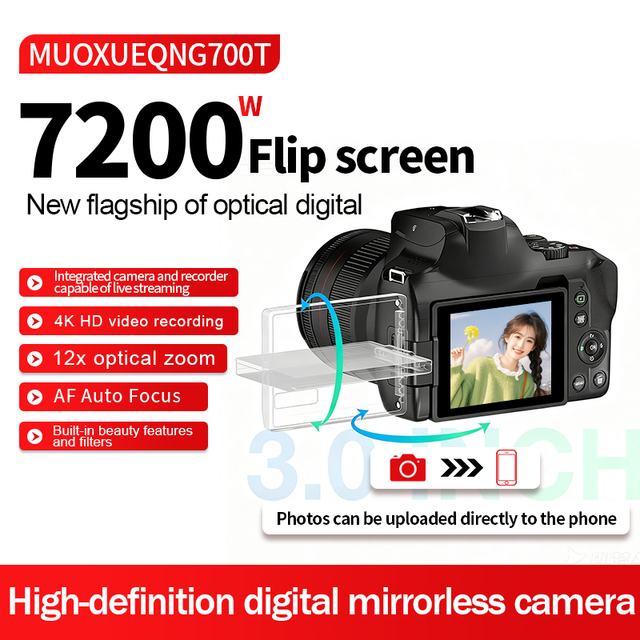 Ships From the US Mainland 7200W Pixel 4K Camera Rotating Touch Screen Entry-Level Cam