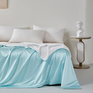 Nueva Manta Refrescante de Seda de Hielo con Pelo de Conejo, Superventas, Textil para el Hogar, Colcha de Color Liso, Transpirable, Edredón de Verano - Product Image 6