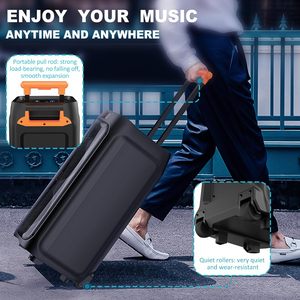 Altavoz Portátil con Ruedas para Karaoke AUX, <span class=keywords><strong>2</strong></span> Micrófonos, Subwoofers, Luz RGB Dinámica, Plástico, para Fiestas en Interiores y Exteriores - Product Image 5