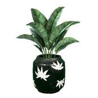 Pot Bunga Hias Dalam Ruangan Aksen Hitam Putih, Dekorasi Rumah, Tempat Tanaman Meja, Penyangga Tanaman Hijau, Dekorasi Meja Kantor Bergaya, Dekorasi Ruang Tamu
