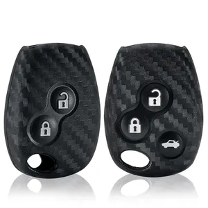 <span class=keywords><strong>Coque</strong></span> <span class=keywords><strong>de</strong></span> clé <span class=keywords><strong>de</strong></span> voiture en silicone et fibre <span class=keywords><strong>de</strong></span> carbone à 2 boutons <span class=keywords><strong>pour</strong></span> Renault Clio Trafic Master Twingo <span class=keywords><strong>Dacia</strong></span> Duster <span class=keywords><strong>Sandero</strong></span> - Product Image 1