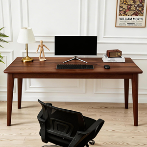 Scrivania in Legno Massello 55.1x19.7 Pollici, Stile Mid-Century Moderno, Piccola Scrivania in Legno di Gomma, Scrivania per Computer in Noce - Product Image 2