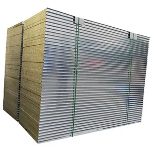 Bersertifikat Disetujui Fire Rated Rock Wool Sandwich Panel Konstruksi Panel Dinding untuk Papan Semen Rumah Prefab