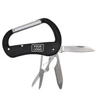 Mousqueton multifonction en acier inoxydable en forme de D, mousqueton multi-outils avec couteau, ciseaux, ouvre-bouteille, lime, tournevis