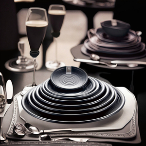 Usine de gros grande taille mat 10 pouces rond noir assiette en mélamine pour restaurants - Product Image 2