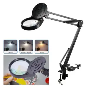 PDOK Factory direct selling 110V/220V LED Light 3X/10X High Quality Foldable Desktop Magnifier Lamp