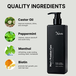 Shampooing <span class=keywords><strong>pour</strong></span> hommes personnalisé avec étiquette personnalisée, parfum frais et rafraîchissant, soin premium <span class=keywords><strong>pour</strong></span> hommes, parfumé à la menthe poivrée et au menthol - Product Image 2