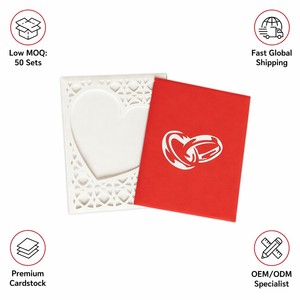 Tarjeta de felicitación emergente personalizada para boda, tarjeta de invitación de papel con forma de corazón, regalo personalizado para novios - Product Image 6