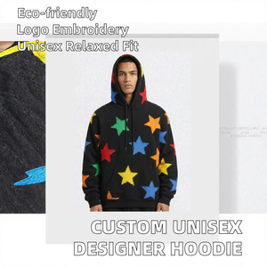 Sweat-shirt à capuche unisexe personnalisé pas cher avec logo brodé, pull-over uni en polyester/coton pour homme, coupe ample, écologique - Product Image 2