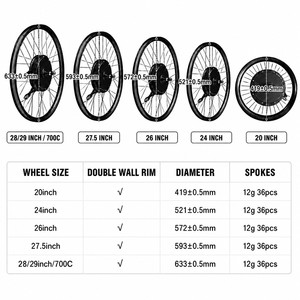 Kit de conversion de vélo électrique avec moteur de moyeu arrière à cassette haute vitesse 36V 350W, compatible avec roues de 20, 24, 26, 27,5, 29 pouces et 700C, pour <span class=keywords><strong>VTT</strong></span> et vélos électriques - Product Image 6