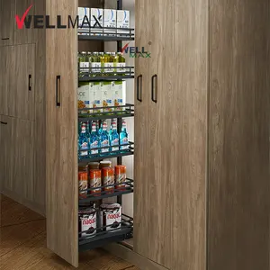 WELLMAX Pull Out Basket Iron Powder Soft Closing Drawing Shelves Kitchen Cabinet Furniture Accessories Hardware