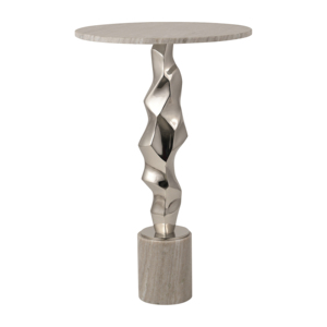 Tavolino con Base in Metallo Scultoreo e Piano in Marmo, Design Moderno per Soggiorno o Camera da Letto - Product Image 2