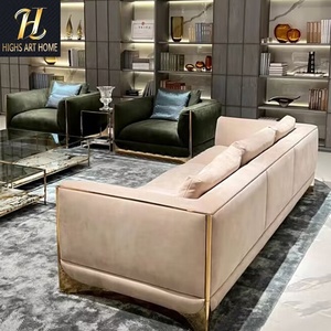 Sofá italiano de lujo de gama alta personalizado Villa sala de estar sofá sonrisa de cuero esmerilado para Hotel Villa sala de estar - Product Image 4