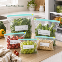Sacs refermables transparents en PE réutilisables pour produits frais, qualité alimentaire, pour la cuisine et le stockage des aliments