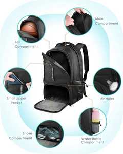 Zaino Multifunzionale Impermeabile per Viaggi Casual, Grande Capacità per <span class=keywords><strong>Laptop</strong></span>, Borsa Sportiva con Scomparto per Pallone da Basket - Product Image 5