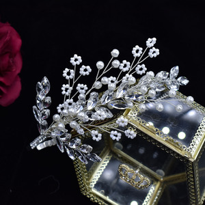 Diadema de lujo con diamantes de imitación para boda, accesorios para el cabello, corona, perla, nupcial - Product Image 5