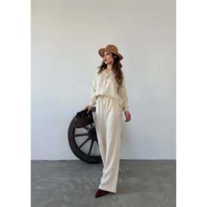 Elegant Women's Oxford <b>Shirt</b> And Pants 2-Piece Set Full Sleeve Casual Breathable Spring <b>Summer</b> Style - Product Image 2